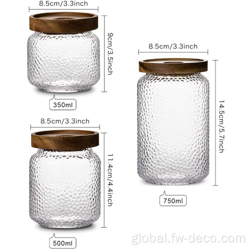 Small Glass Containers Hammered Glass Jar Containers for Kitchen Manufactory
